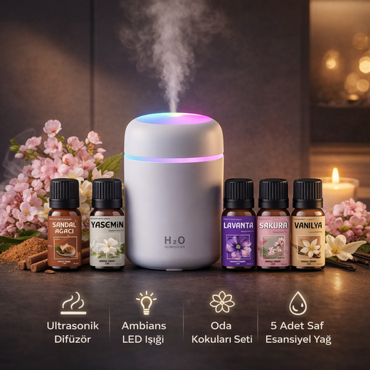 Safzen | Ultrasonik Aromaterapi Difüzörü & Koku Seti
