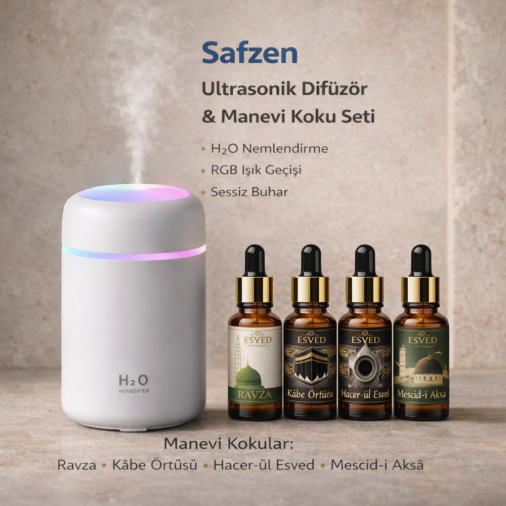 Safzen | Ultrasonik Aromaterapi Difüzörü & Manevi Koku Seti