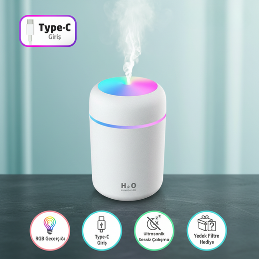 Safzen 300 ml Ulrasonik Ledli Hava Nemlendirici Buhar Makinesi Ve Aroma Difüzörü