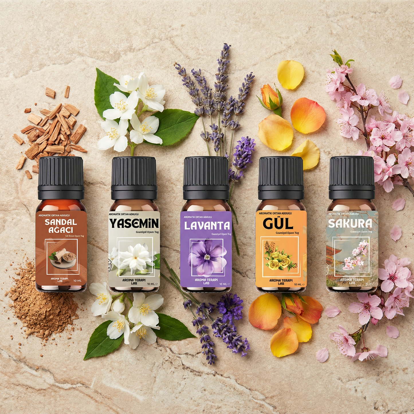 Safzen- 5'li Set - Esansiyel - Aromatik Uçucu Yağ 10ml